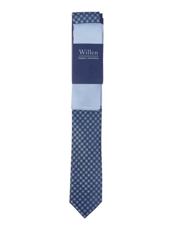 Willen Krawatte Und Einstecktuch Im Set – Bleu 4