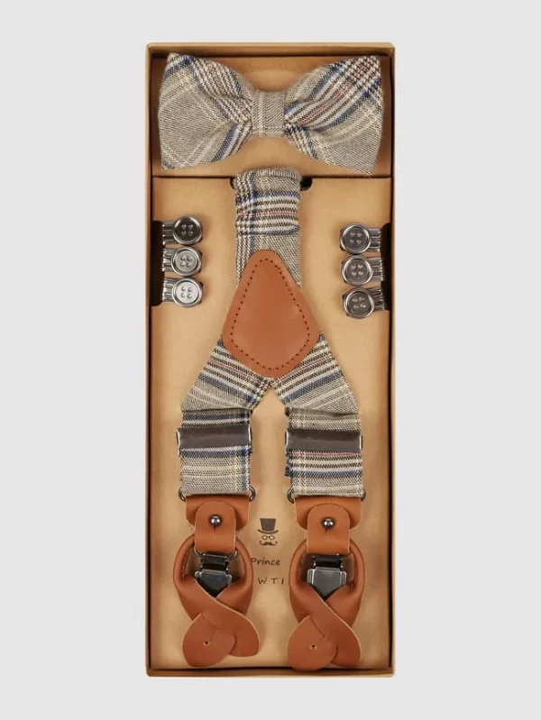 Seidenfalter Hosenträger Und Fliege Im Set – Beige 5